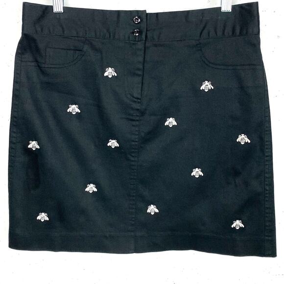 Jade Melody Tam Womens Embroiderd Bumble Bee Skirt Black Cotton Stretch Size 8 - Picture 1 of 9